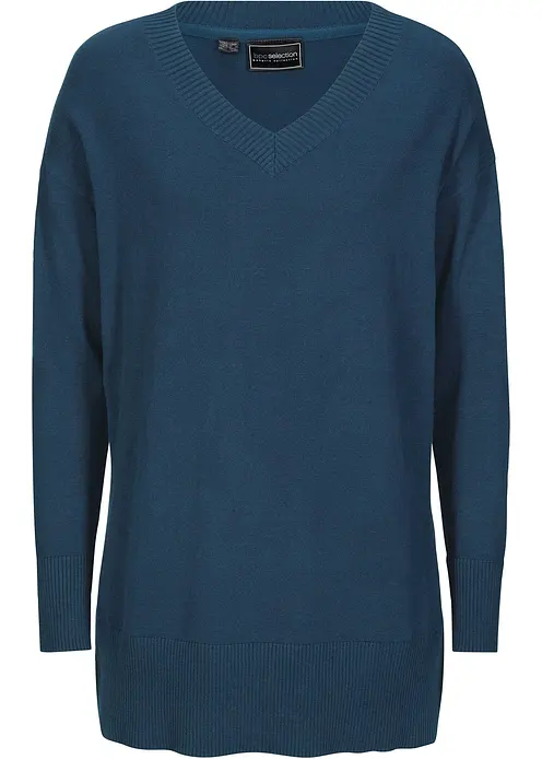 Long-Pullover in blau von vorne - bonprix