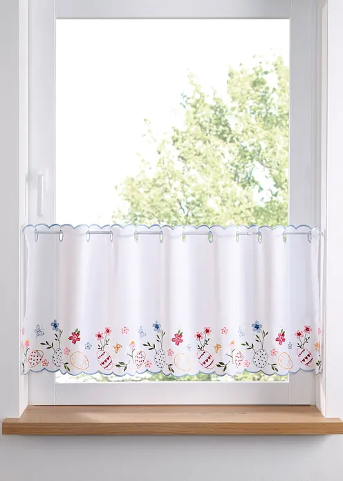 Scheibengardine mit Oster-Stickerei in weiß - bonprix