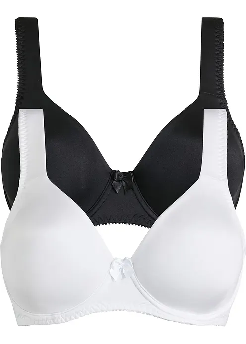 T-Shirt BH mit Bügel und Glanzeffekt (2er Pack) in schwarz von vorne - bonprix