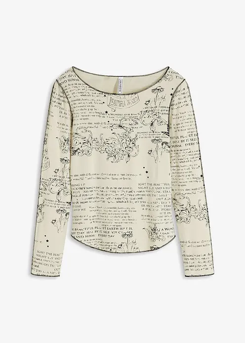 Langarmshirt aus softer Viskose in beige von vorne - bonprix