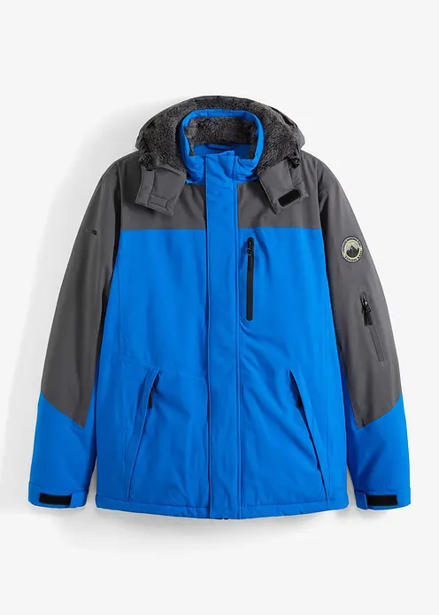 wasserdichte Funktionsjacke mit Kuschel-Fleece-Futter in blau von vorne - bonprix