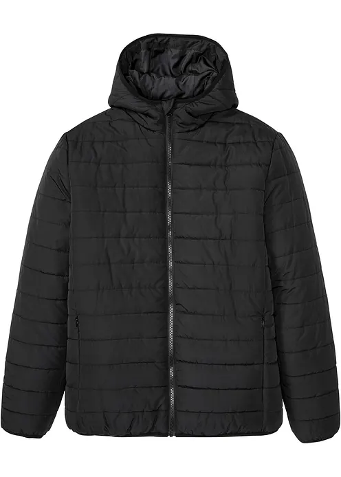 Steppjacke mit Kapuze in schwarz von vorne - bonprix