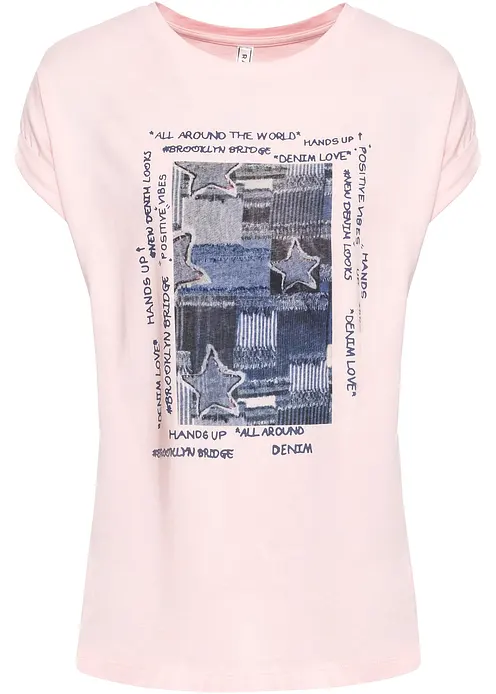 T-Shirt aus softem Viskose-Mix in rosa von vorne - bonprix