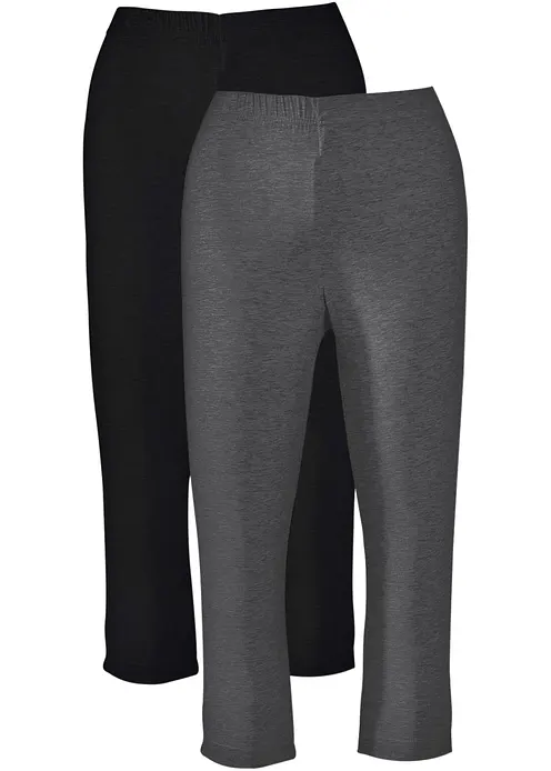 Schmal geschnittene Capri-Leggings (2er Pack) in grau - bonprix