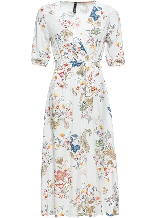 Midikleid aus fließender Viskose in weiß von vorne - bonprix