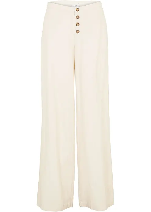 Palazzo-Hose mit Leinen in beige von vorne - bonprix