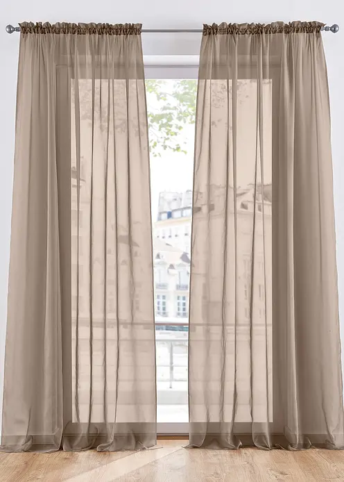 Gardinen aus leichtem Voile (2er Pack) in braun - bonprix