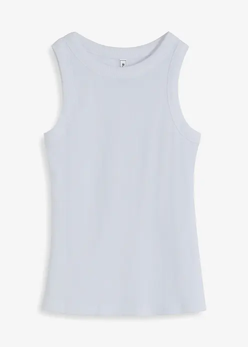 Ripp-Top aus reiner Bio-Baumwolle in weiß von vorne - bonprix