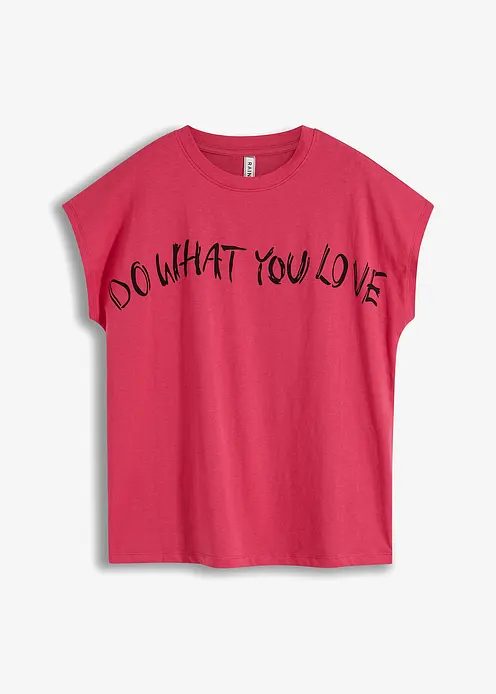 Oversize-Shirt aus reiner Baumwolle in pink von vorne - bonprix