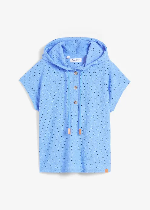 Kapuzen-Henleyshirt in blau von vorne - bonprix