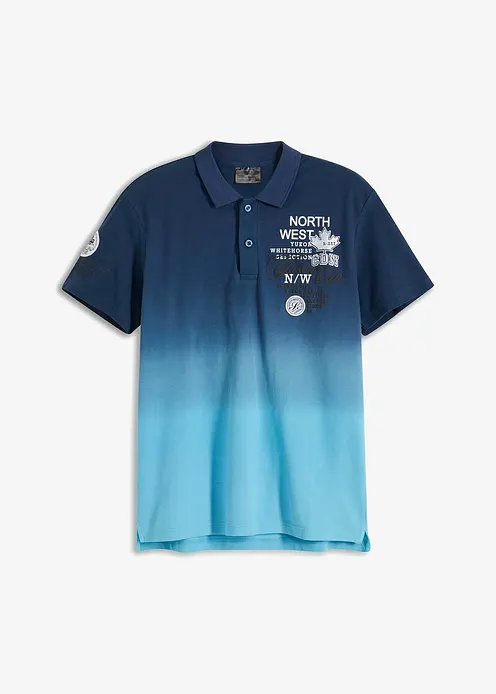 Poloshirt, Kurzarm mit Farbverlauf aus reiner Baumwolle in blau von vorne - bonprix