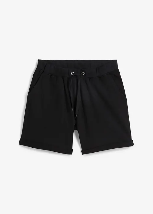 Sweat-Shorts aus reiner Baumwolle in schwarz von vorne - bonprix