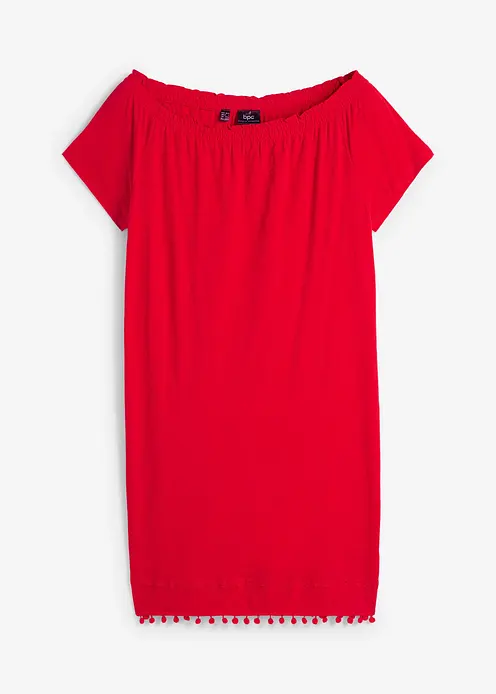 Jersey-Carmenkleid aus reiner Baumwolle in rot von vorne - bonprix