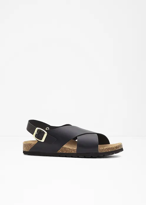 Sandalen aus Leder in schwarz von vorne - bonprix
