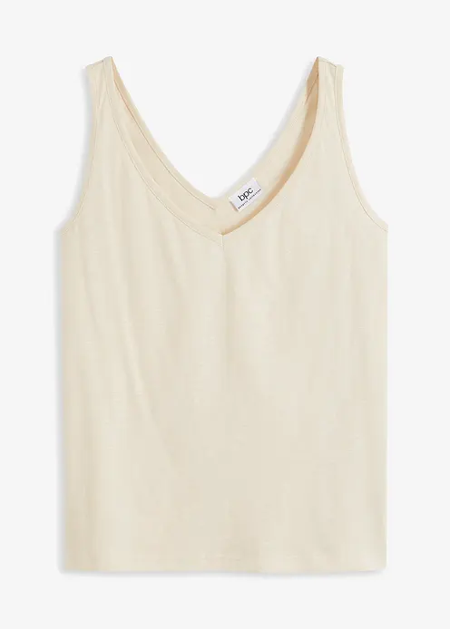 Top aus reiner Bio-Baumwolle in beige von vorne - bonprix