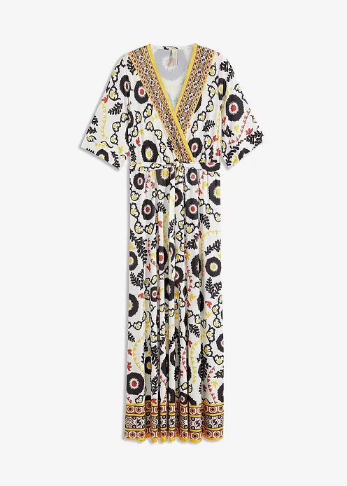 Jerseykleid mit Bindeband in weiß von vorne - bonprix