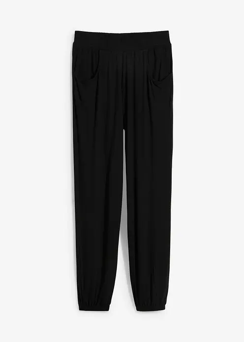 Jersey-Hose mit Bequembund in schwarz von vorne - bonprix