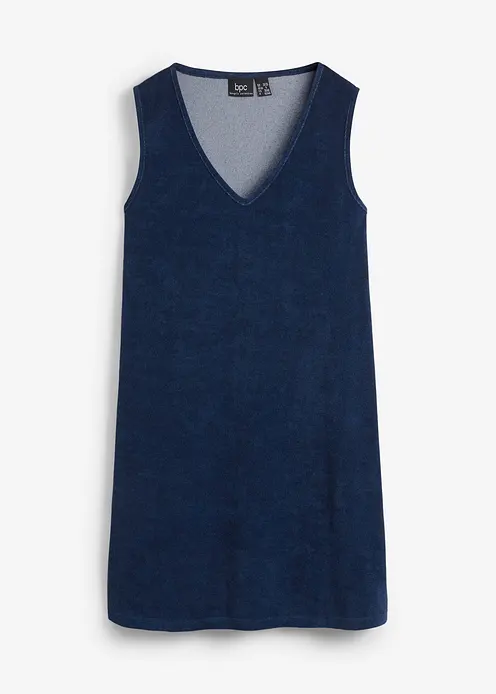 Frottee-Kleid in A-Linie in blau von vorne - bonprix