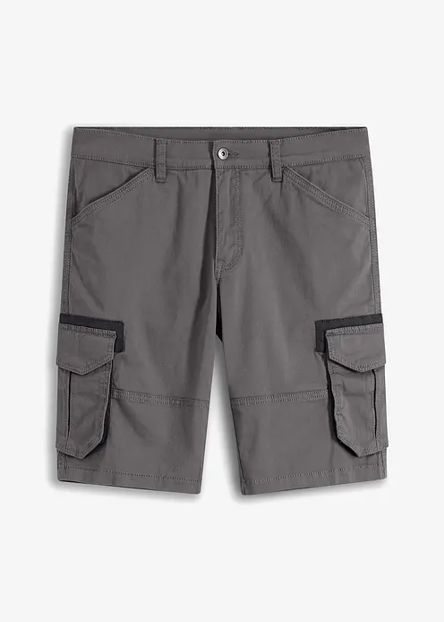 Stretch-Cargo-Bermuda, Regular Fit in grau von vorne - bonprix