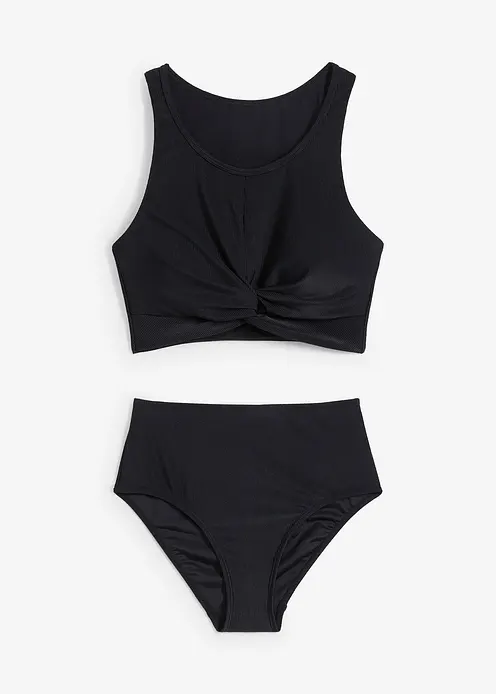 Bustier Bikini aus recyceltem Polyester (2-tlg.Set) in schwarz von vorne - bonprix
