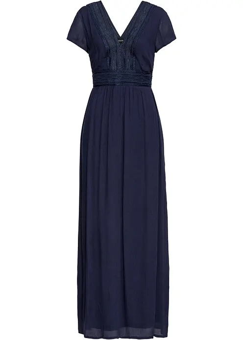 Maxikleid aus fließender Viskose in blau von vorne - bonprix