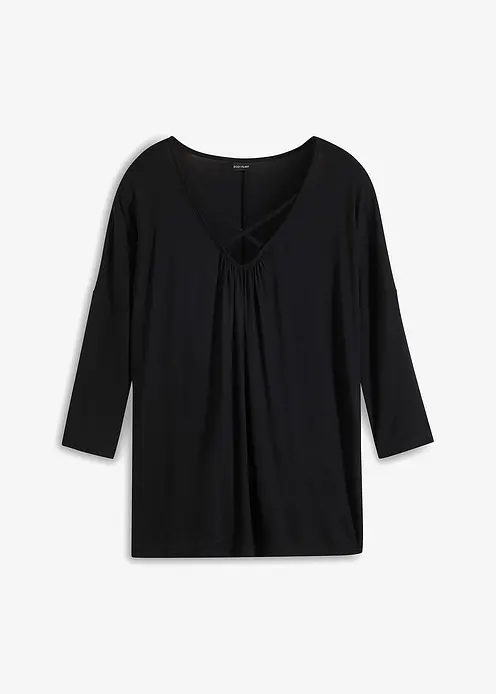 Shirt aus Viskose in schwarz von vorne - bonprix