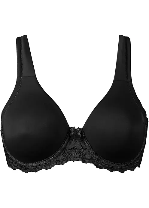 T-Shirt-BH mit gepolsterten Trägern in schwarz - bonprix