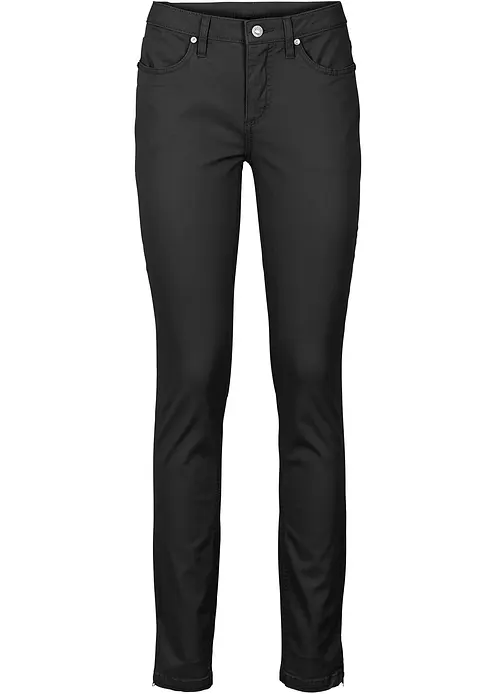 Skinny-Jeans Mid Waist, cropped in schwarz von vorne - bonprix