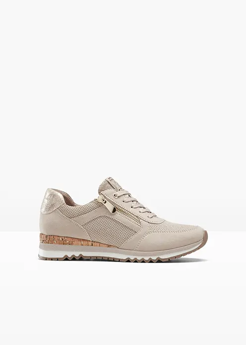 Marco Tozzi Sneaker mit Reißverschluss in beige von vorne - Marco Tozzi