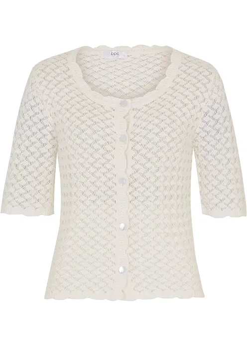 Strickjacke in weiß von vorne - bonprix