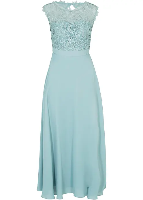 Maxikleid mit Spitze in blau von vorne - bonprix