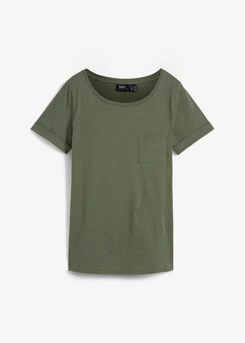 T-Shirt aus reiner Bio-Baumwolle in grün von vorne - bonprix