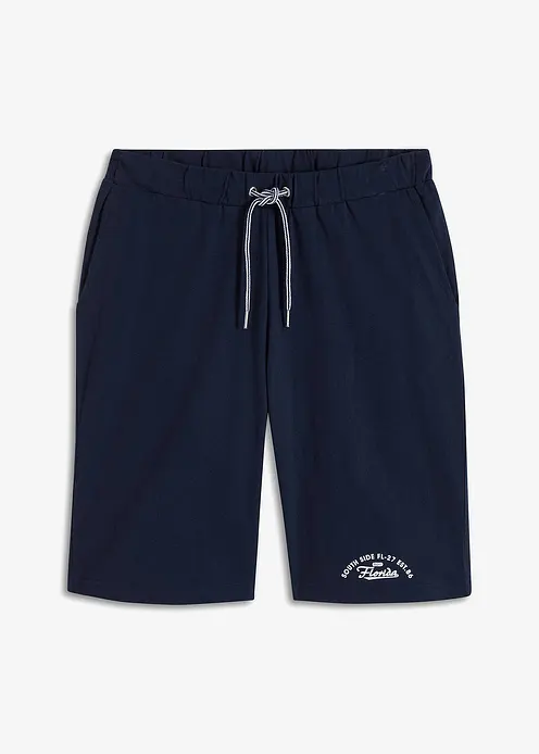 Jersey-Bermuda aus reiner Bio-Baumwolle in blau von vorne - bonprix