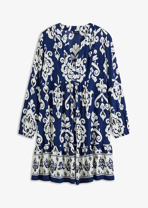 bedrucktes Tunika-Kleid in blau von vorne - bonprix