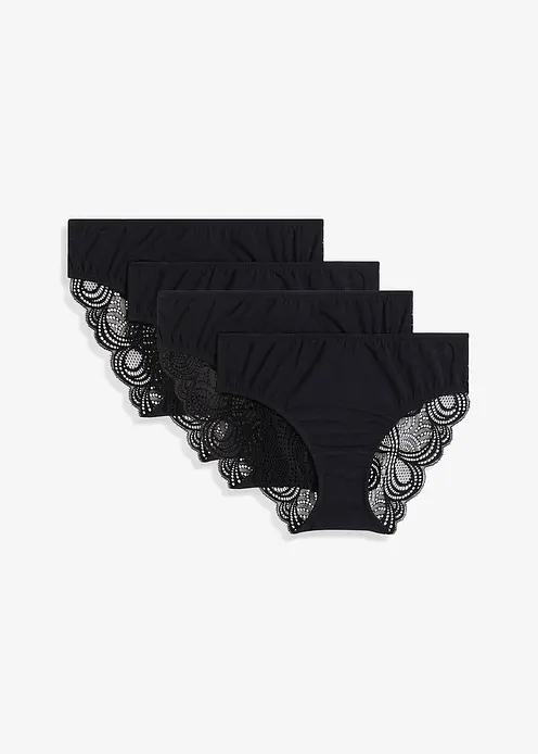Maxislip mit Baumwolle (4er Pack) in schwarz von vorne - bonprix