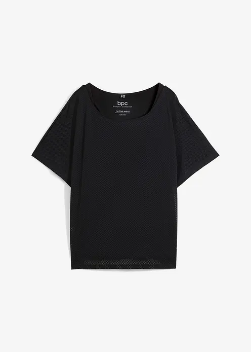 Sport-Top mit Mesh-Shirt (2-tlg. Set) in schwarz von vorne - bonprix