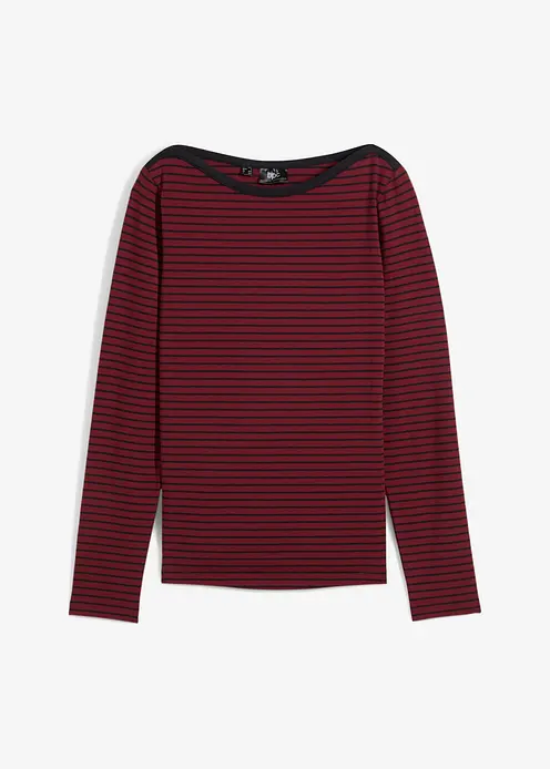 Langarmshirt mit reiner Bio-Baumwolle in rot von vorne - bonprix
