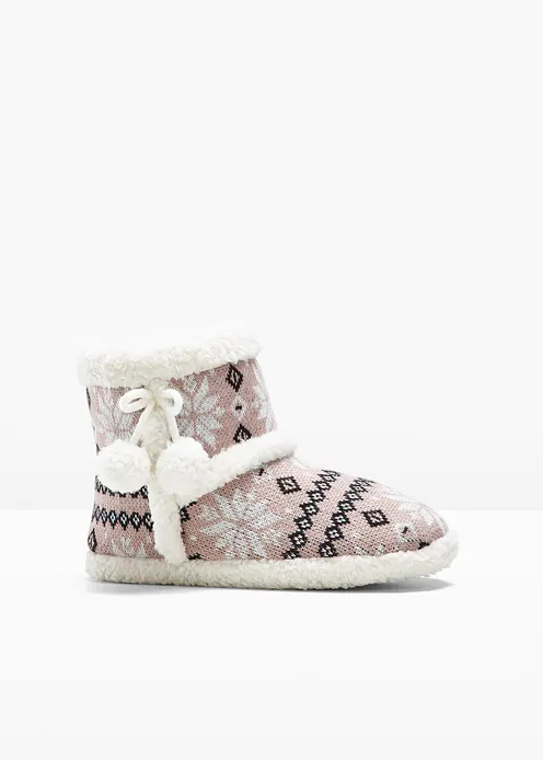 Hausschuhe in rosa von vorne - bonprix