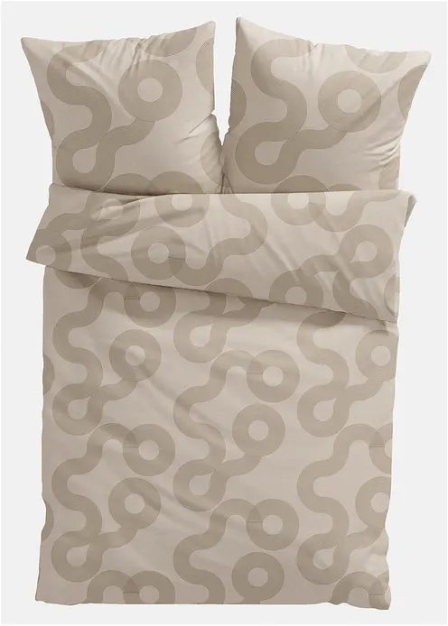 Bettwäsche mit grafischem Design in beige von vorne - bonprix