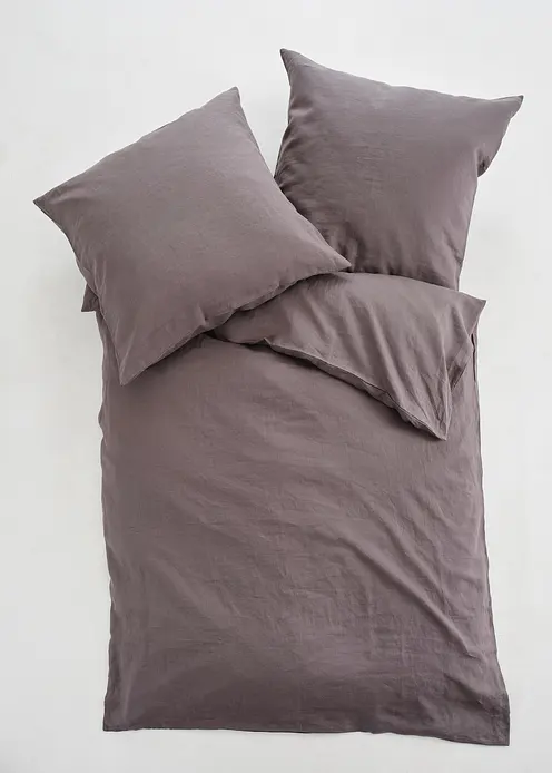 Hochwertige Leinen Bettwäsche in grau von vorne - bonprix