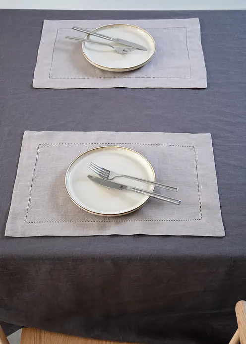 Leinen Tischset (2er Pack) in beige von vorne - bonprix