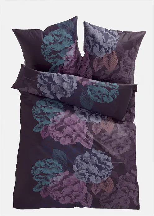 Bettwäsche mit floralem Design in lila von vorne - bonprix