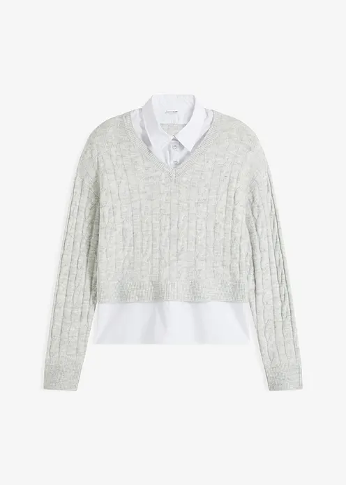 Pullover in grau von vorne - bonprix