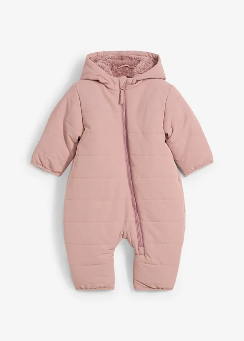 Wattierter Overall mit Teddyfleece in rosa von vorne - bonprix