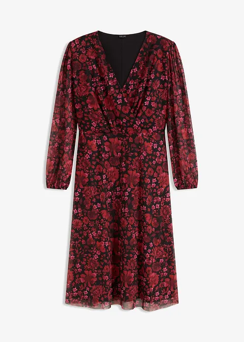 Jersey-Kleid aus Mesh in rot von vorne - bonprix