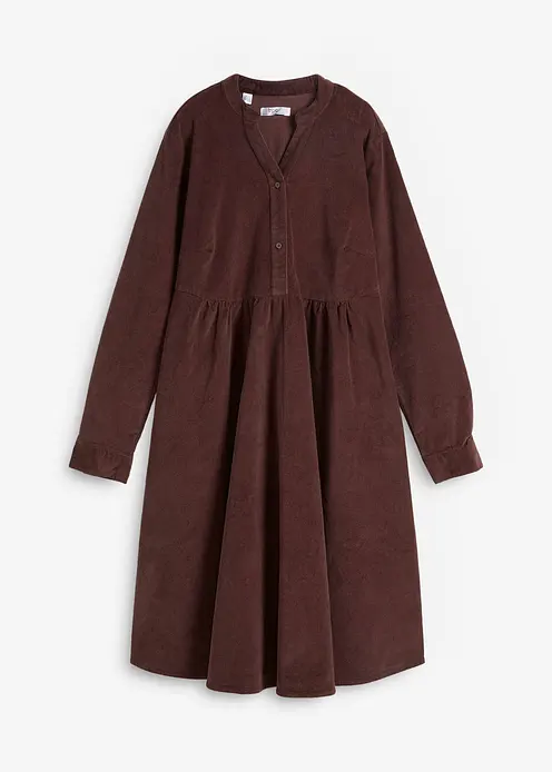 Kleid aus Baumwollcord in braun von vorne - bonprix