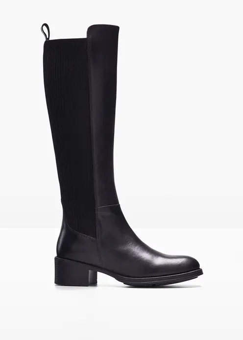 Stiefel aus Leder in schwarz von vorne - bonprix