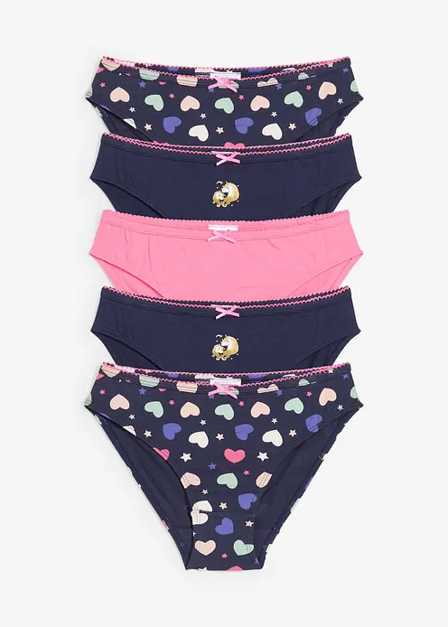 Slip mit weicher Baumwolle (5er Pack) in blau von vorne - bonprix