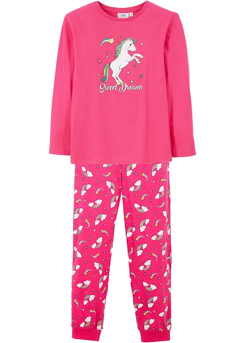 Pyjama aus reiner Bio-Baumwolle (2-tlg. Set) in pink von vorne - bonprix