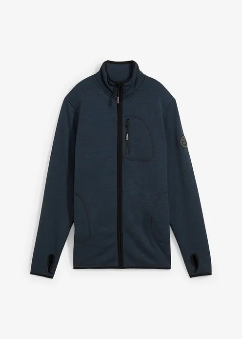 Strickfleecejacke mit Teddyfleece-Futter in petrol von vorne - bonprix